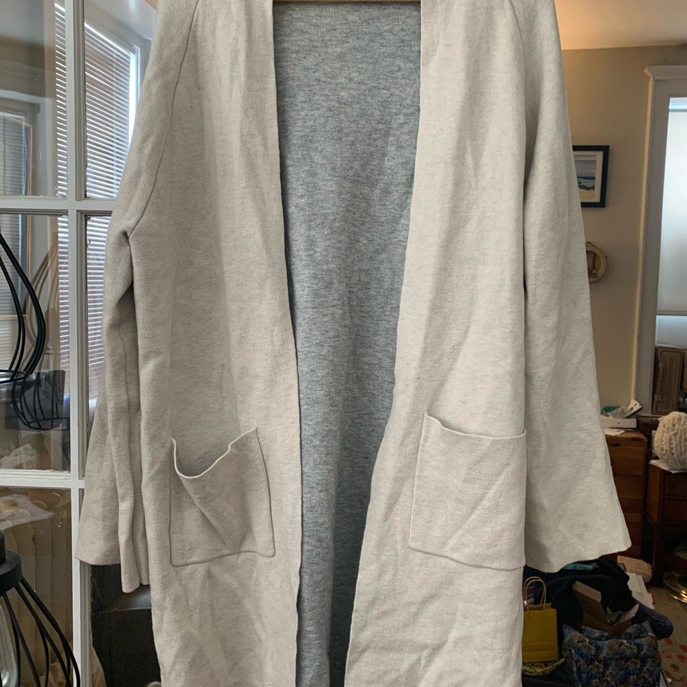 Women's gap body Cream gray Open Front loungewear cardigan